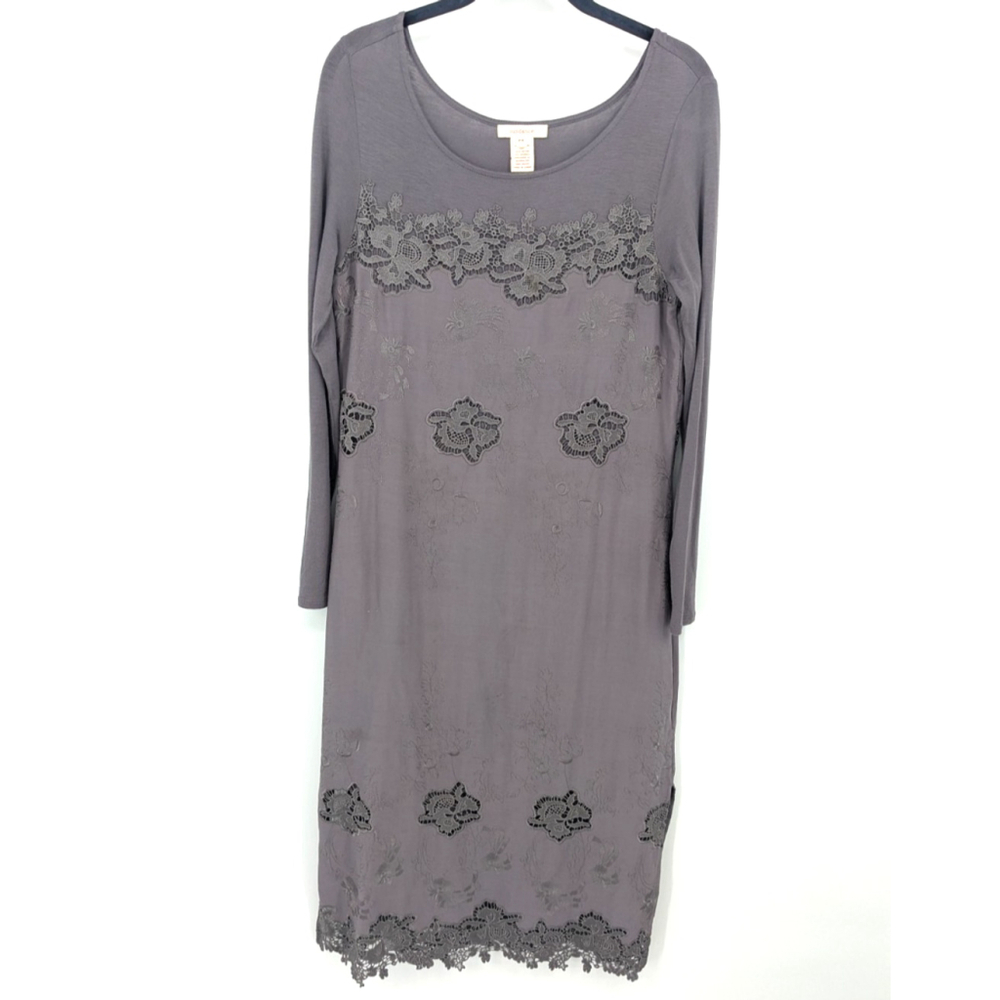 Sundance Dress Womens Petite 4 Gray Embroidered Lace Romantic Feminine Fairycore